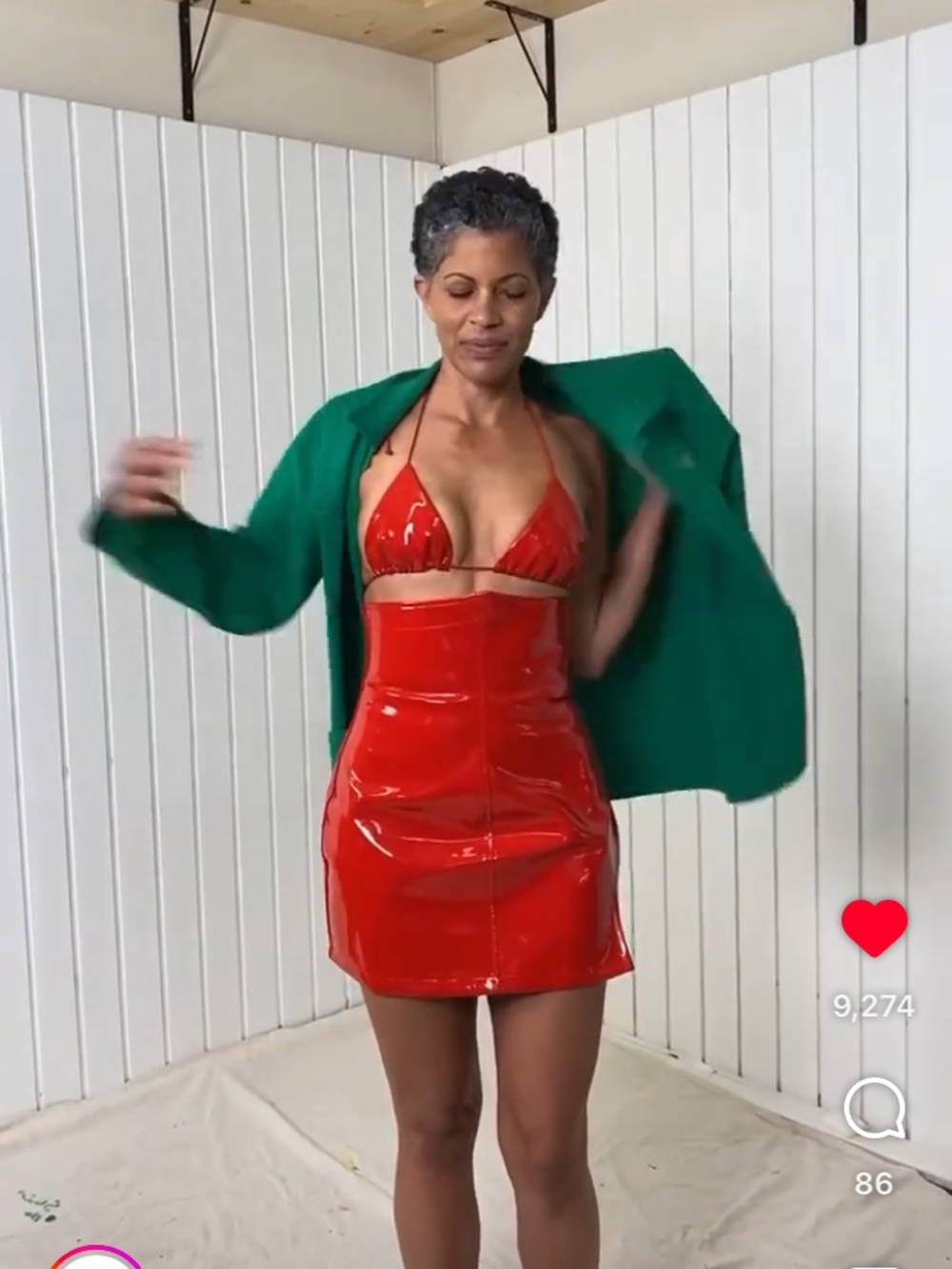 Fashion Brand Company Red Patent PVC High-Waist Mini Skirt